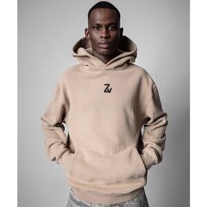 Zadig & Voltaire Mens Spencer Photoprint Graphic Hoodie Medium Tan Streetwear